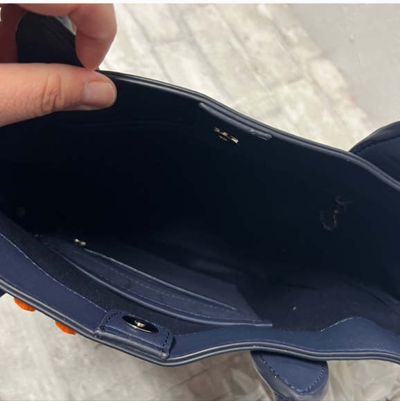 Desigual navy color block multicolor 3D pattern design tote crossbody bag - Picture 6 of 12